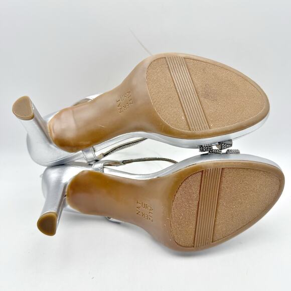 Naturalizer Womens Brenta2 Platform Heel Sandal US 9.5 M EU 40.5 Silver NWOB - Picture 12 of 14